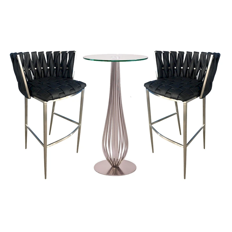 Pub Table with Bar Stools 30 Height Matching Barcelona 3Pc Set