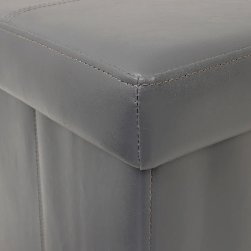 Foldable Tufted Storage Bench - Gunmetal Gray