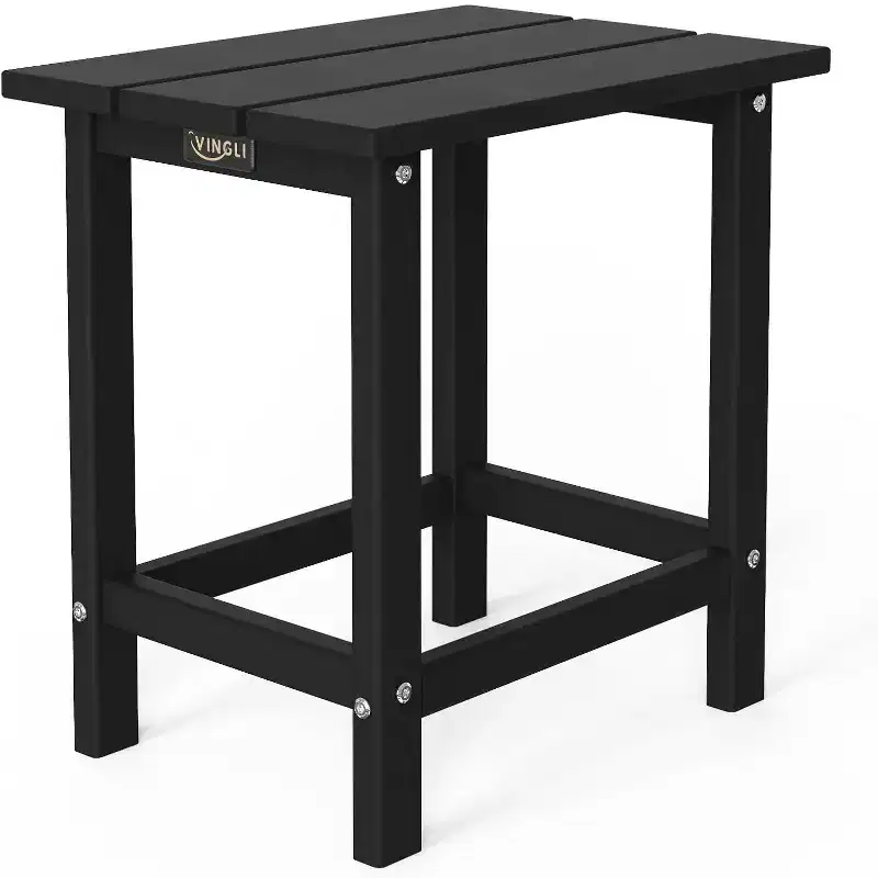 VINGLI Outdoor Side Table, HDPE All-Weather Poly Lumber Patio Side Table End Tables for Porch Backyard Poolside (Black)