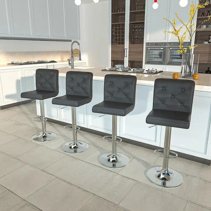 Javlergo Set of 4 Bar Stools Adjustable Swivel Counter Height Barstools with Back