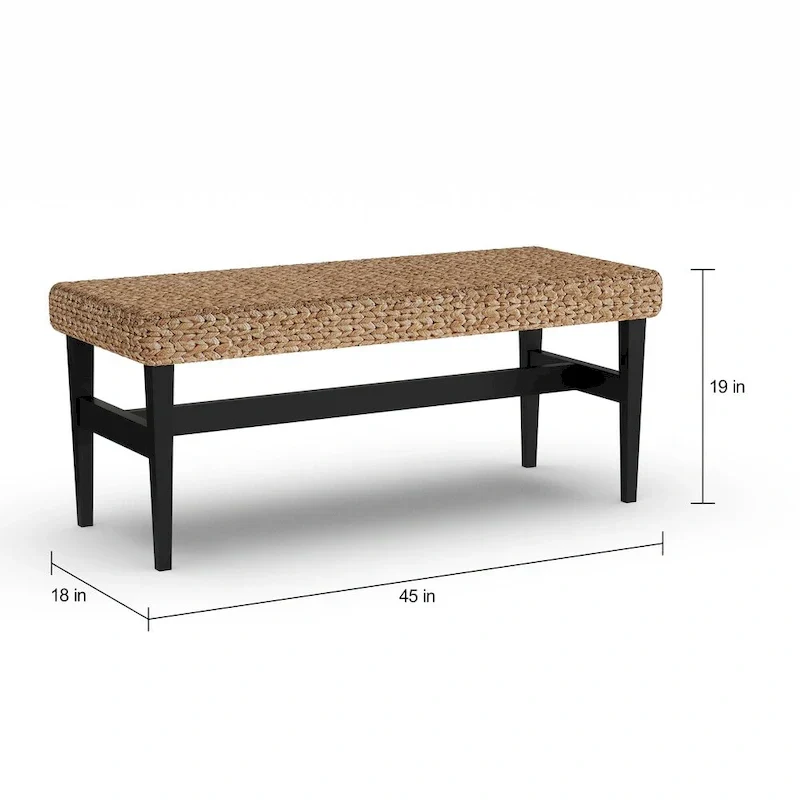 SEI Furniture Terraza Black Natural Woven Bench