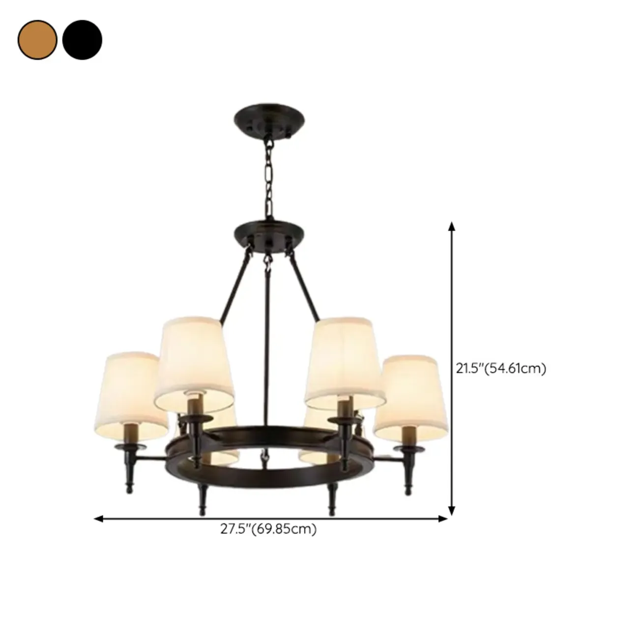 America Country Ring Fabric Lampshade Black Chandelier