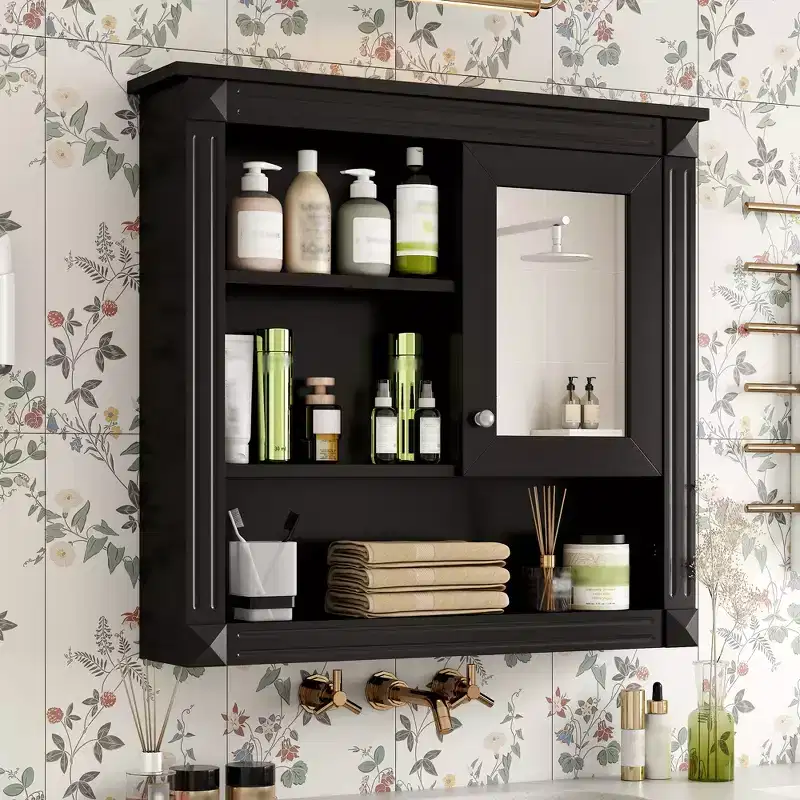 CASAINC 32'' Bathroom Wall Cabinet with Mirror, Adjustable Shelves & 4 Shelves for Storage