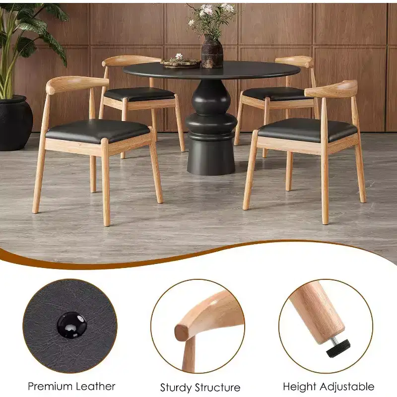 Pexfix Natural-black Faux Leather Dining Room Chair Set of 2