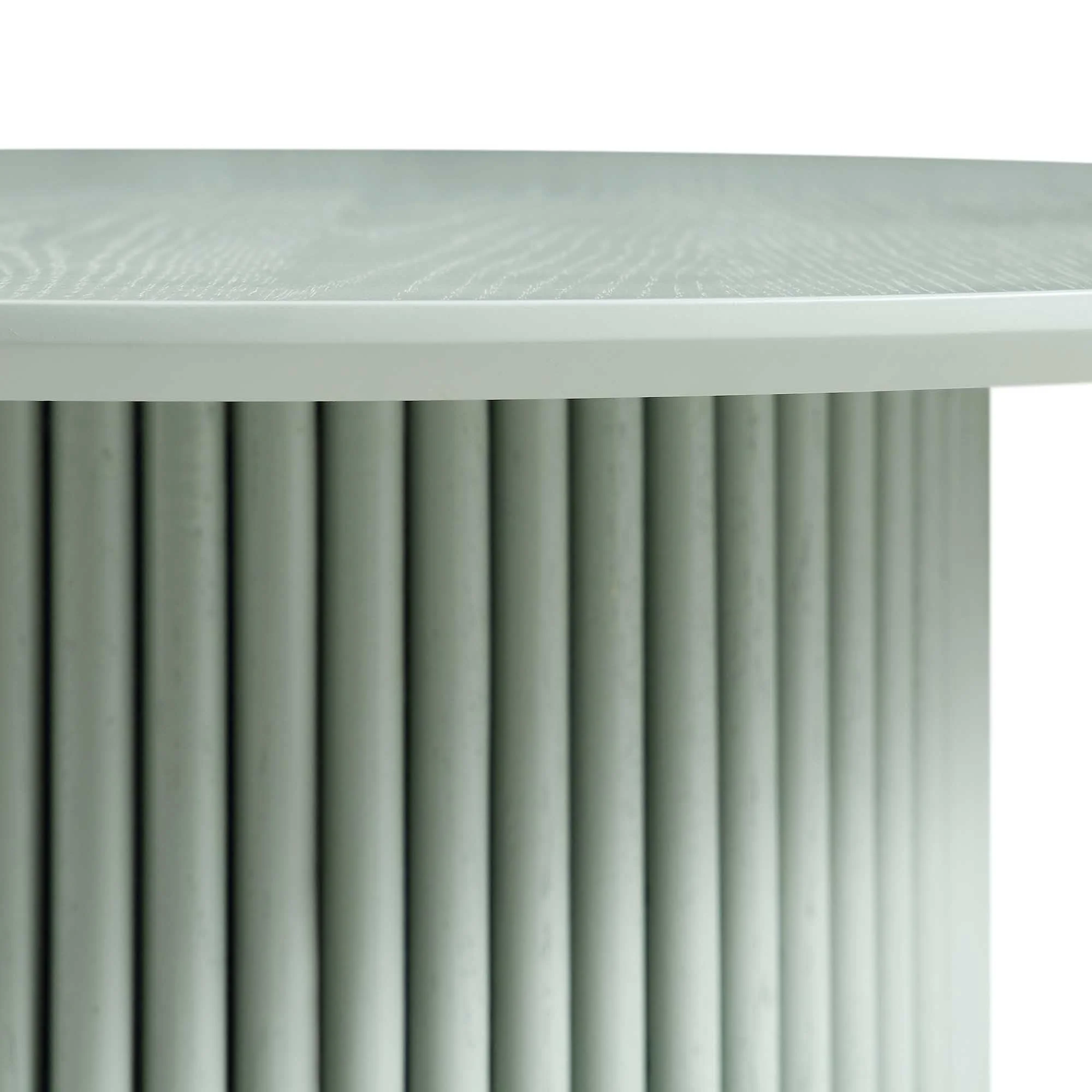 Round Oak Pedestal Coffee Table, Sage Green