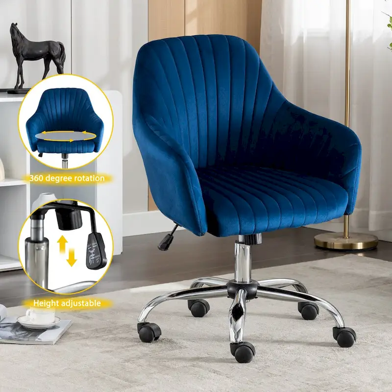 Accent chair Modern home office leisure chair with adjustable velvet height and adjustable casters