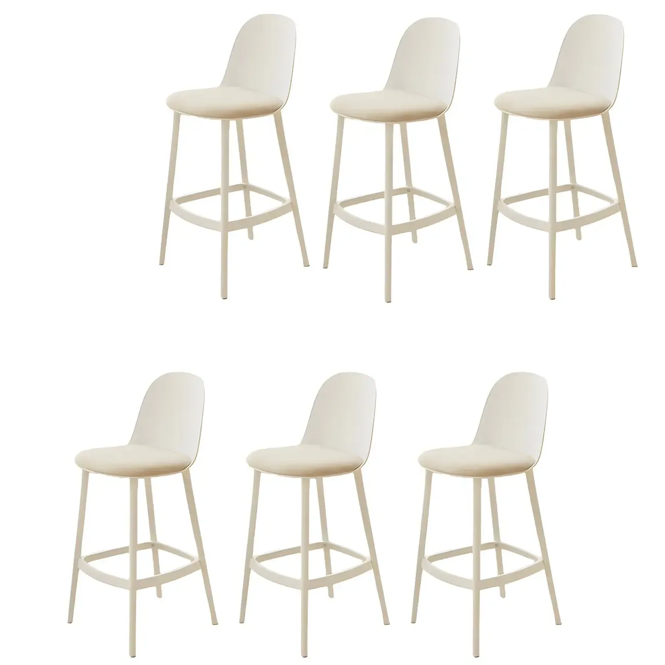 Modern Plastic Upholstered Bar Stool with Footrest
