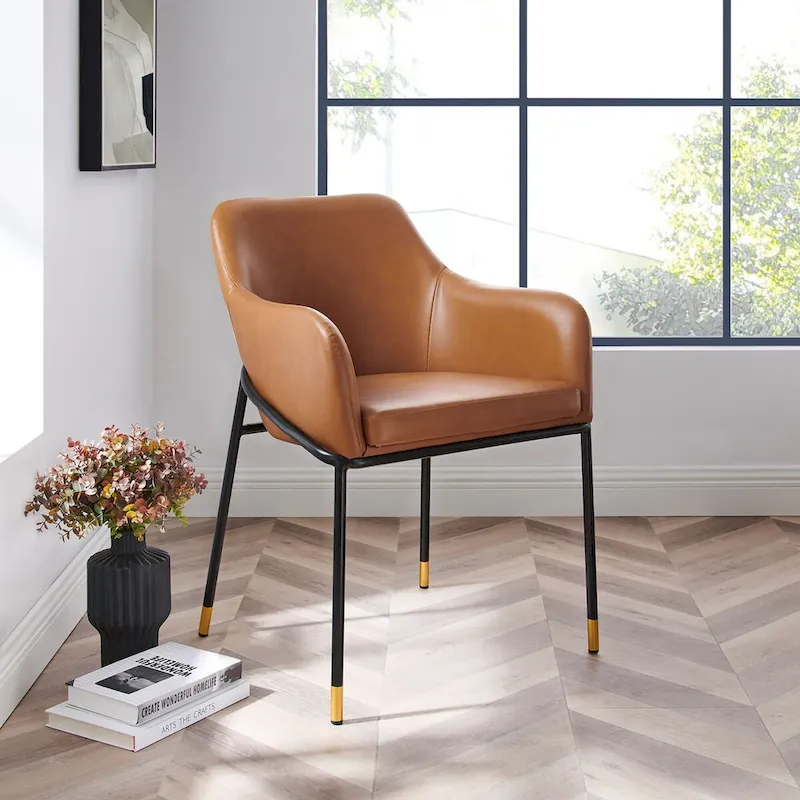 Vegan Leather Dining Armchair – Retro Modern Style