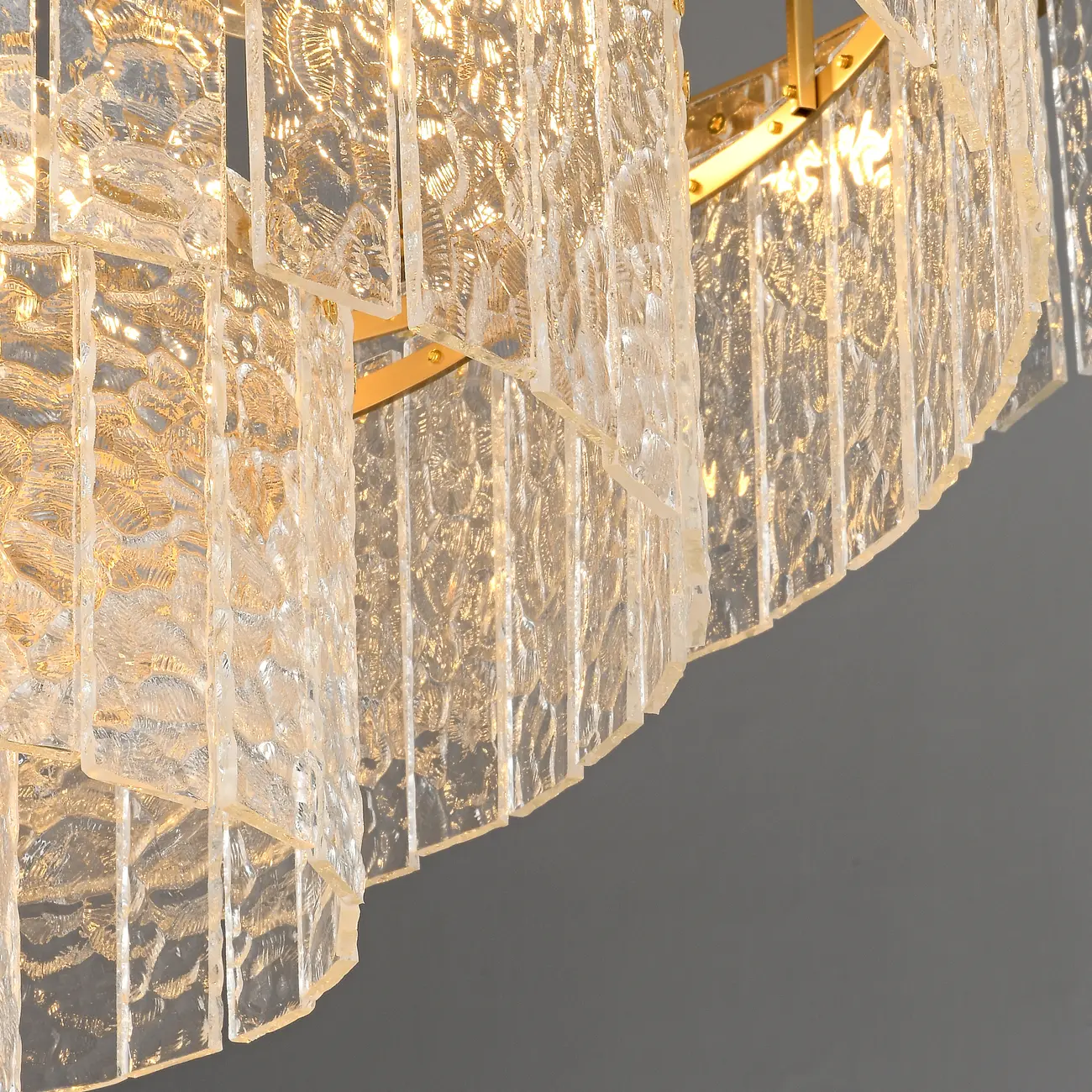 Luxury Brass Downrod Tierd Glass Gaia Chandelier