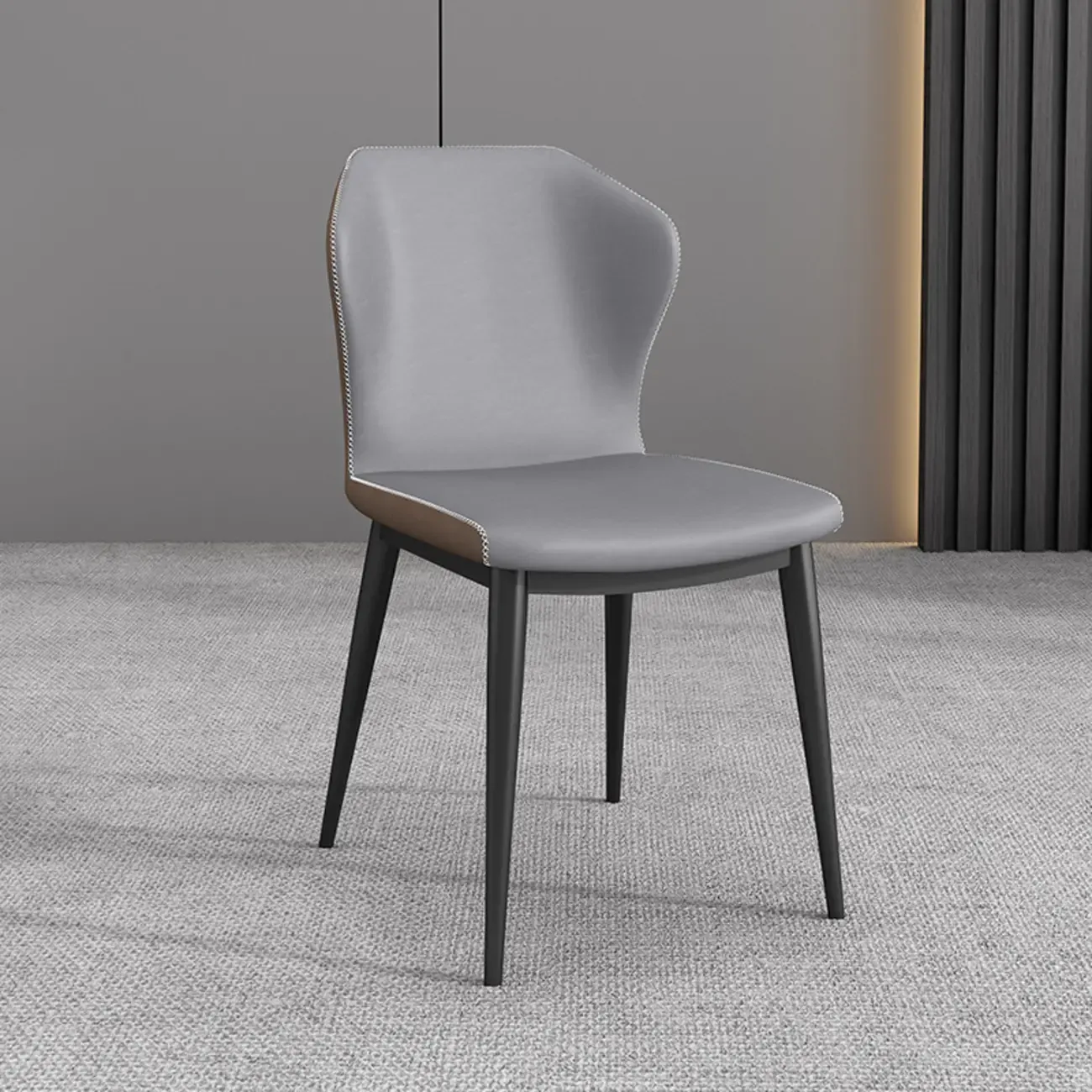 Modern Faux Leather Dining Chair with Wing Back Steel Legs