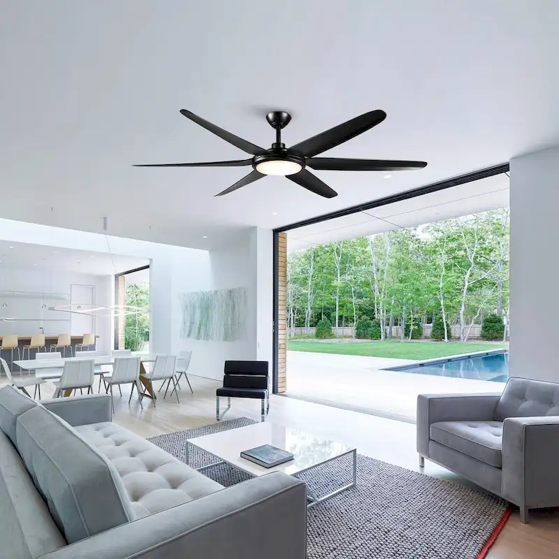 65-inch Modern Large Dimmable LED Large Ceiling Fan with Remote,DC Reversible Motor - 65 W x 13.3  H/16.3 H