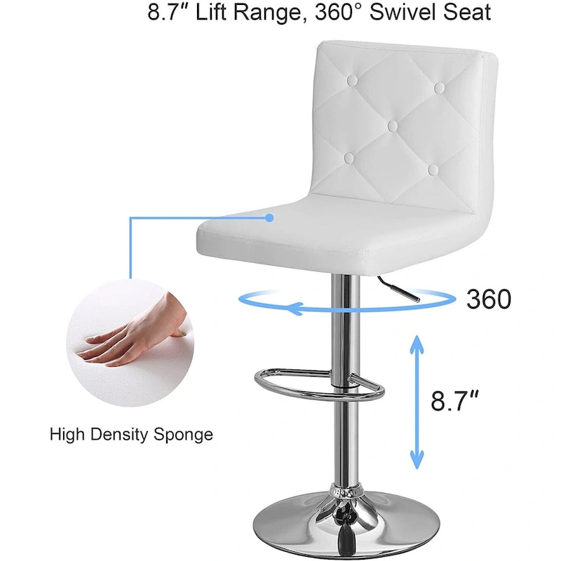 Javlergo Bar Stools Set of 2 Adjustable Swivel PU Leather Barstools with Back and Footrest