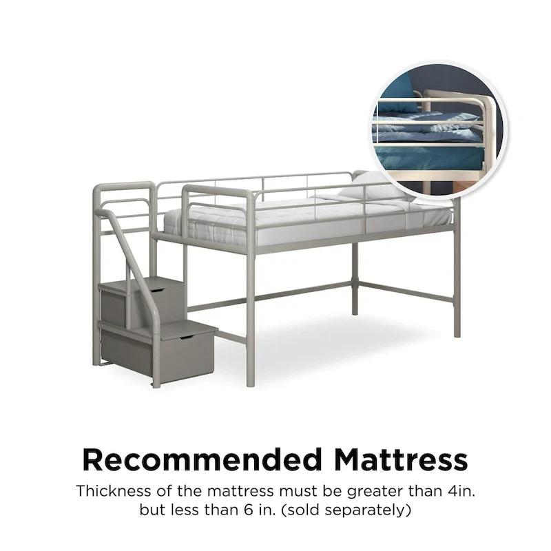 Avenue Greene Jayden Junior Twin Loft bed with Storage Steps