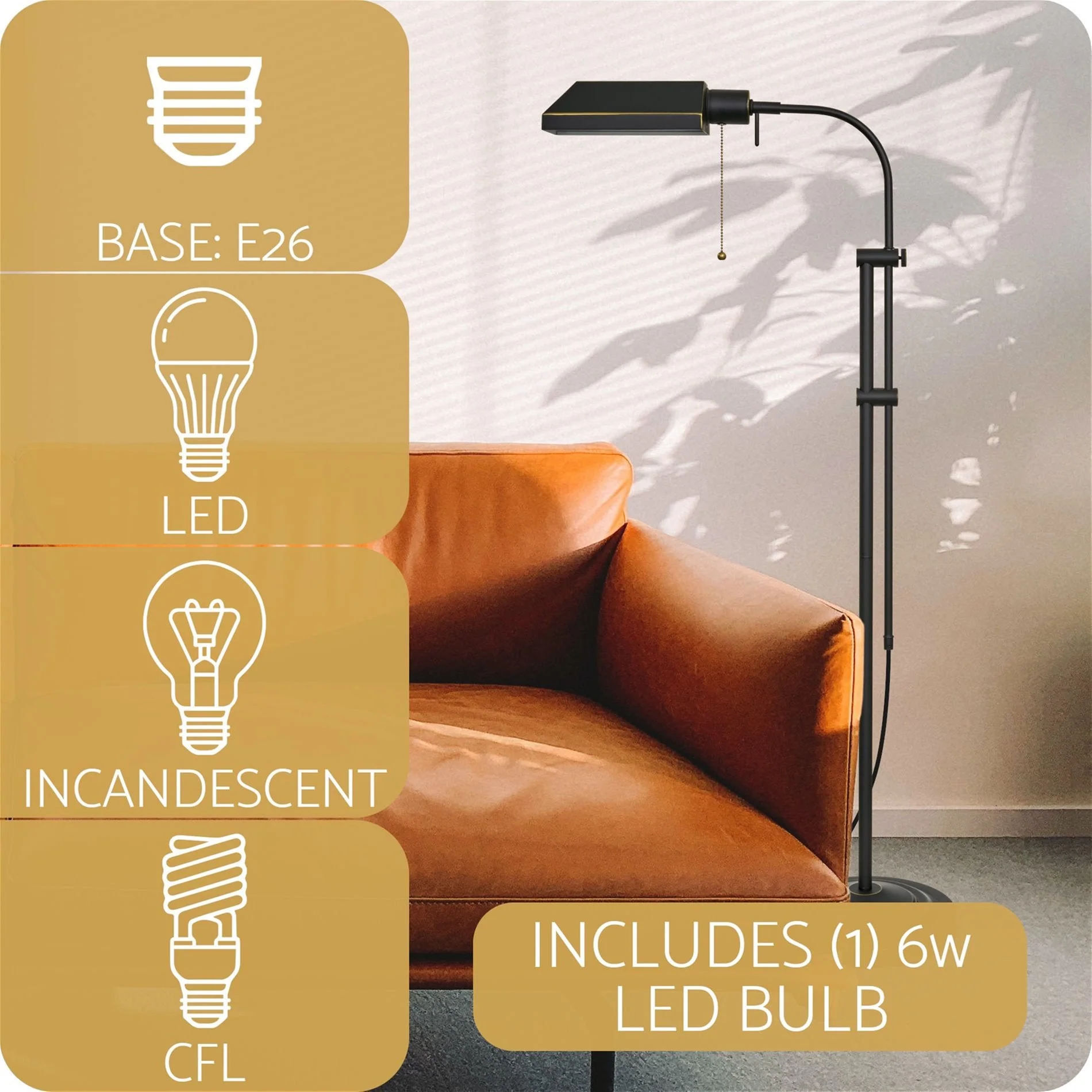 Kira Home Prescott 58 6W LED Bulb (60W eq.) Modern Industrial Adjustable Standing Pharmacy Floor Lamp