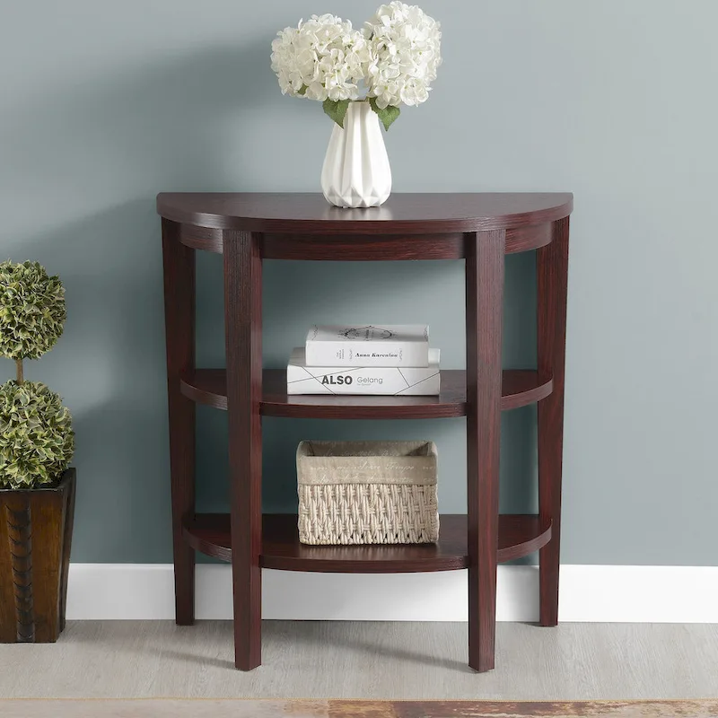 Newport Half-Circle Console Table with Shelves