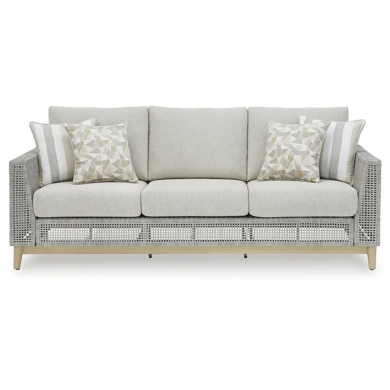 Signature Design by Ashley Seton Creek Gray/Beige 4-Piece Outdoor Upholstery Package - 82.63 W x 36.25 D x 35.88 H