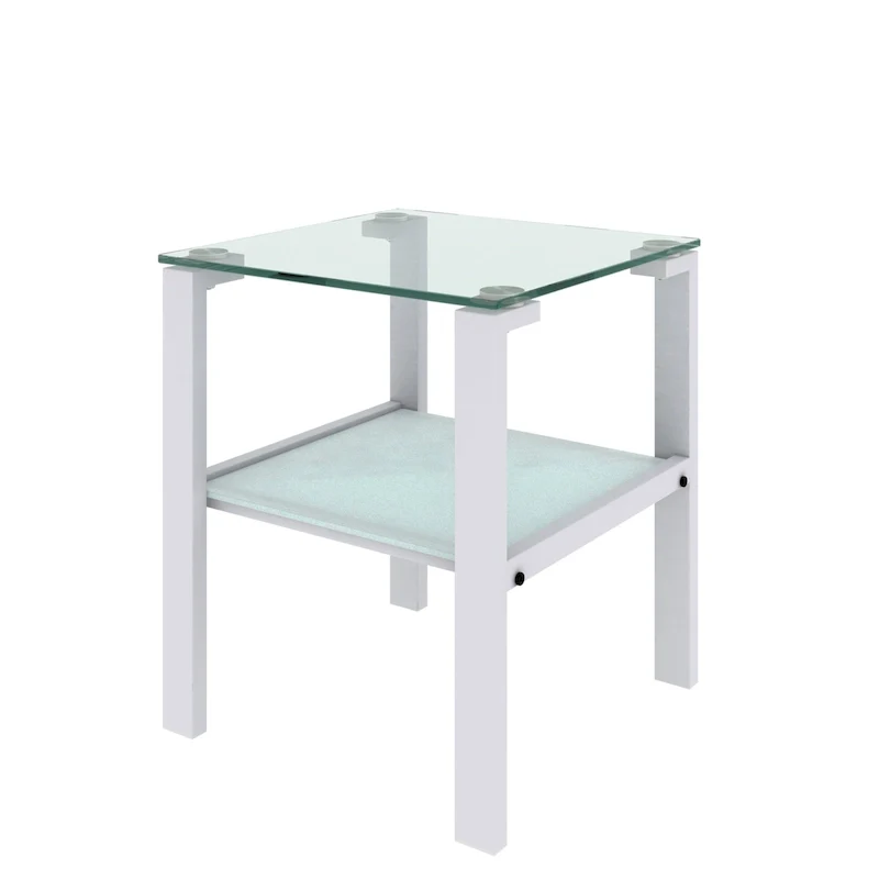 Two-Layer Tempered Glass Round Side Table
