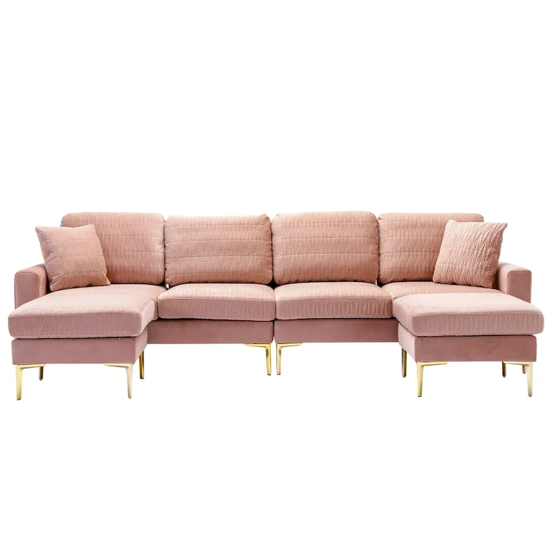 Velvet U-shaped modular detachable sectional sofa