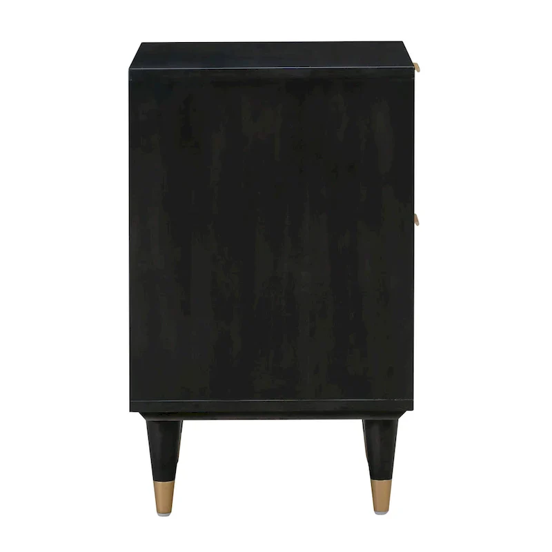 Cane Nightstand with 2 Soft-Close Drawers and Brass Details