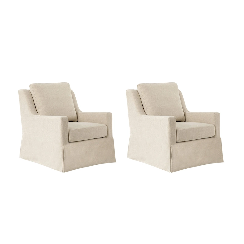 Stan Farmhouse Slipcover Rocking Swivel Chair Set of 2 by HULALA HOME