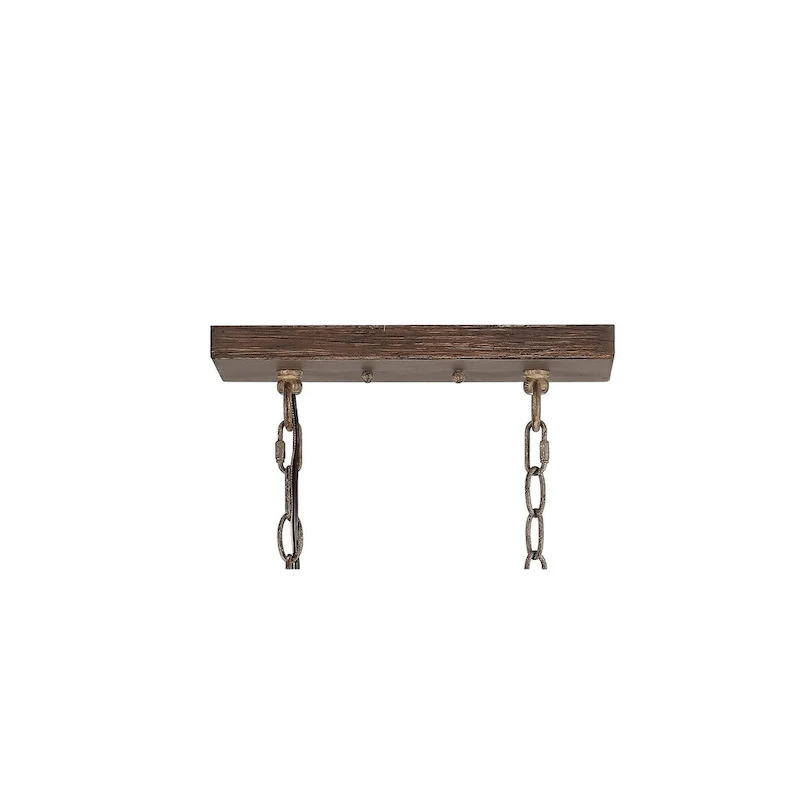Darlene 36  5-Light Linear Adjustable Iron/Seeded Glass Rustic Farmhouse LED Pendant, Brown by JONATHAN Y