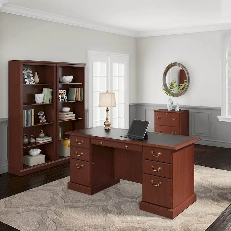 Cherry Finish Traditional 4-Piece Home Office Set for 1 Person