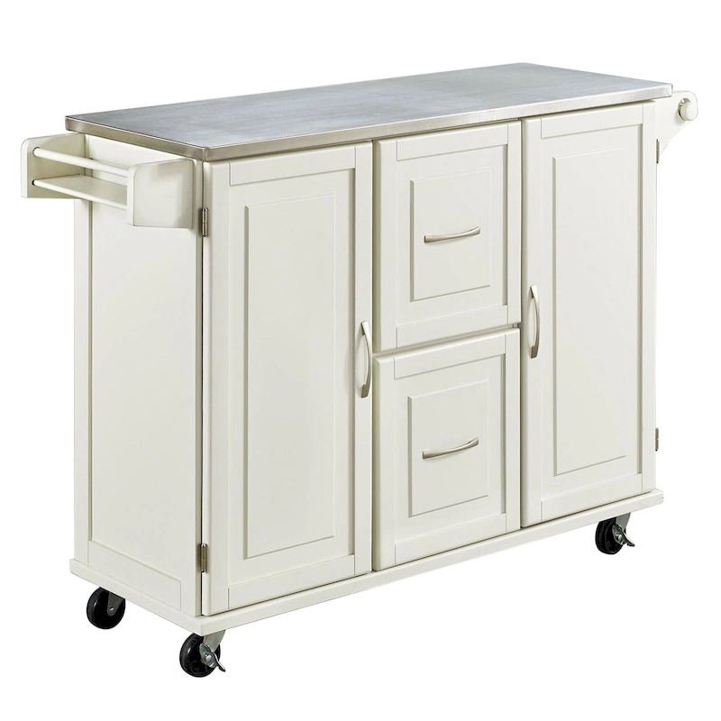Homestyles Dolly Madison Wood Kitchen Cart with Stainless Steel Top