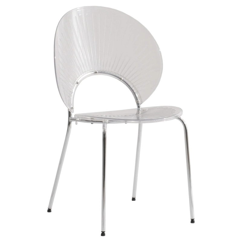 LeisureMod Opulent Plastic Dining Side Chair in Chrome Base