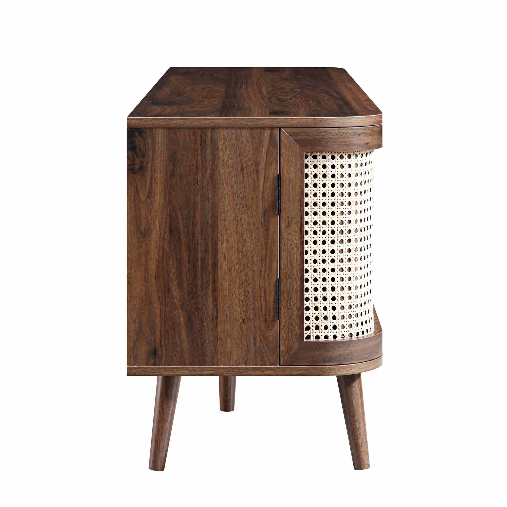 Curved Rattan 59 TV Unit, Walnut