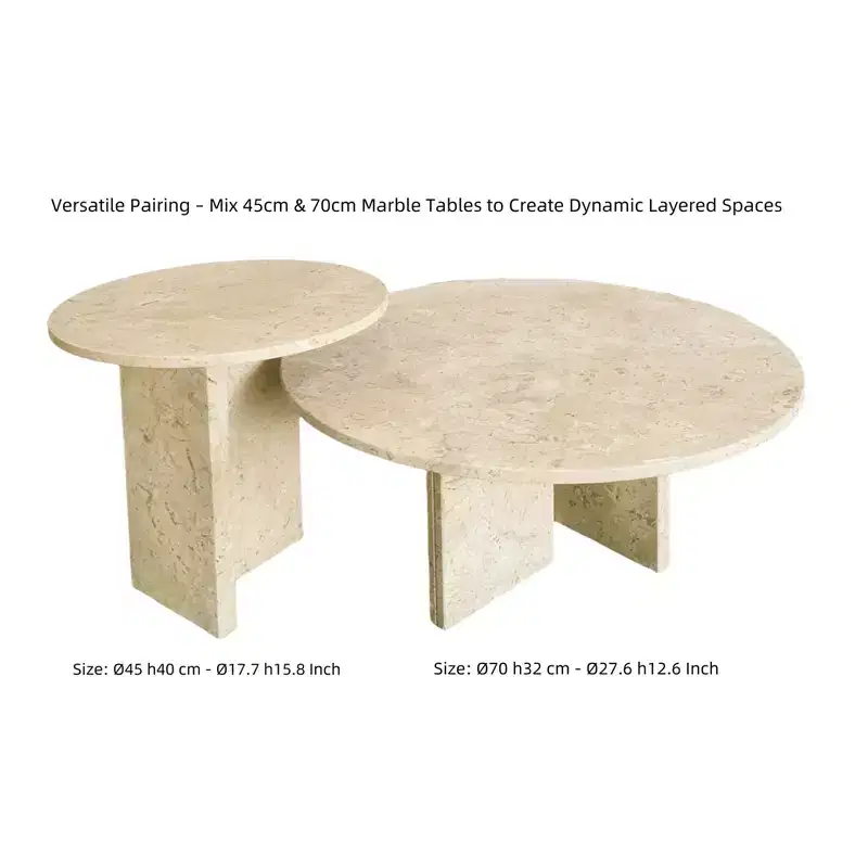 Christopher Knight Home Moira Unique Veining Natural Marble Round Coffee Table with Solid Slab Base