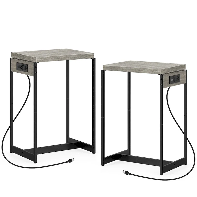 Nightstands Set of 2 with Charging Station