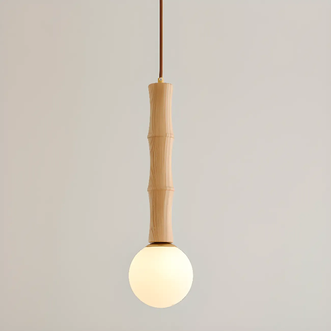 Modern Wood Pendant Light Globe Kitchen Island Fixture