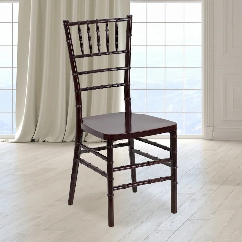 Mahogany / Silver / Gold / White / Black Resin Stacking Chiavari Chair – 1-Seater