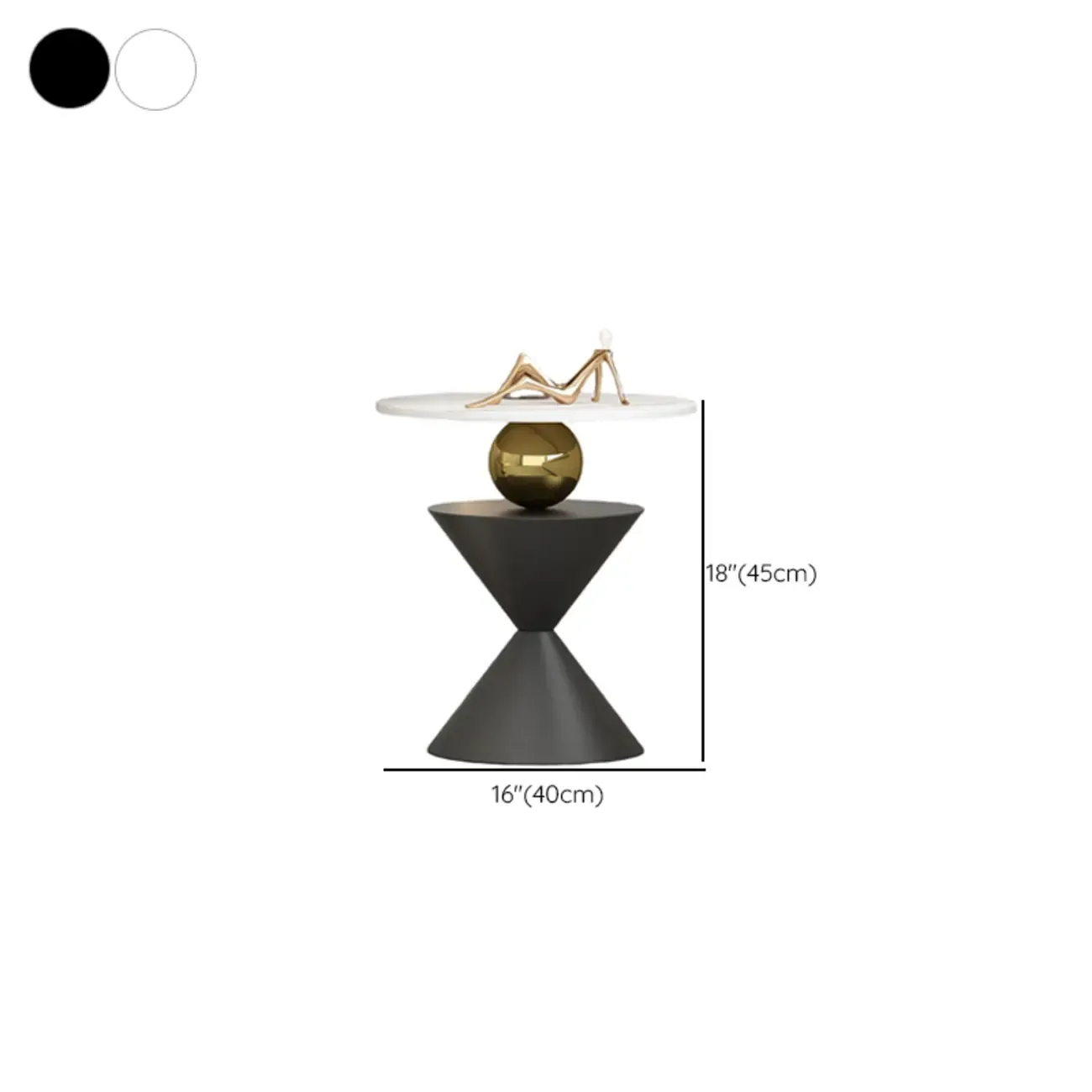 Glam White Stone Stump Base Round Side Table