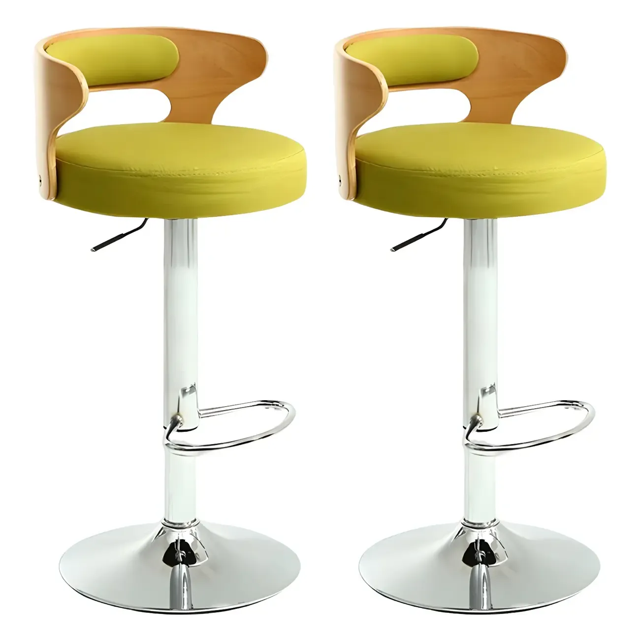 Adjustable Round Leather Swivel Bar Stools with Back