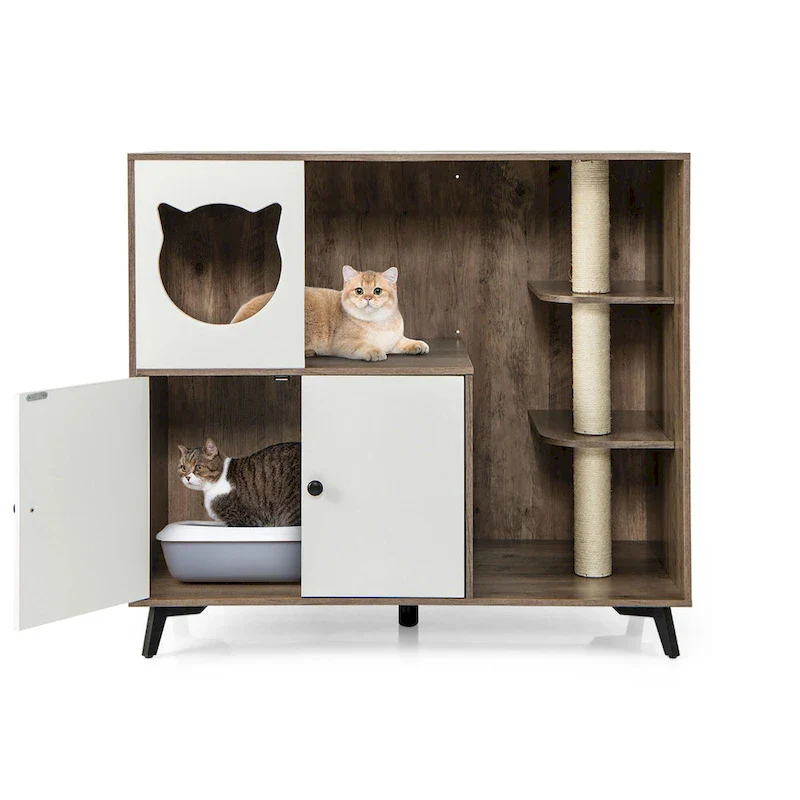 Cat Litter Box Enclosure 5-in-1 Enlarged Cat Litter Cabinet