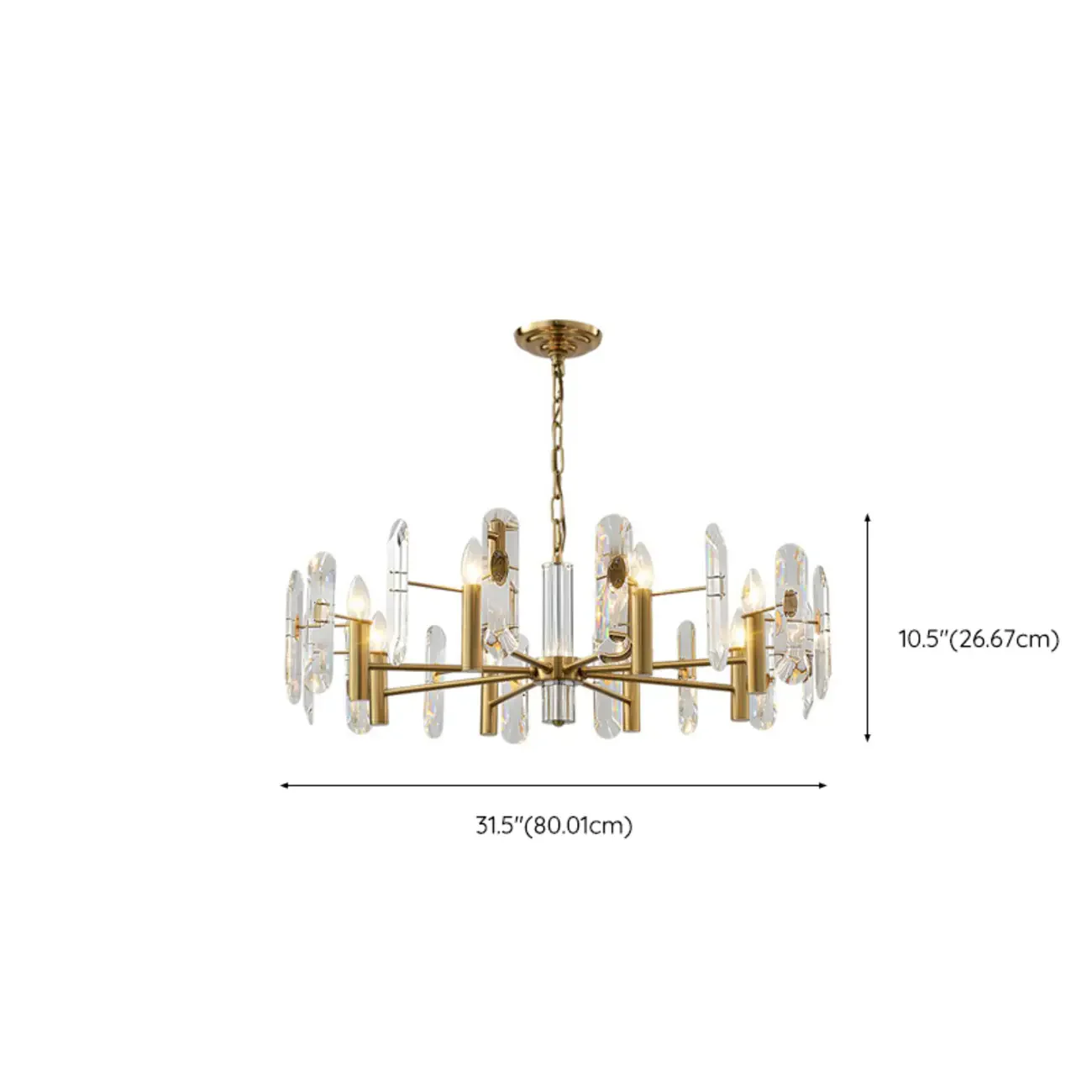 Geometric Gold Metal Clear Crystal Sputnik Chandelier
