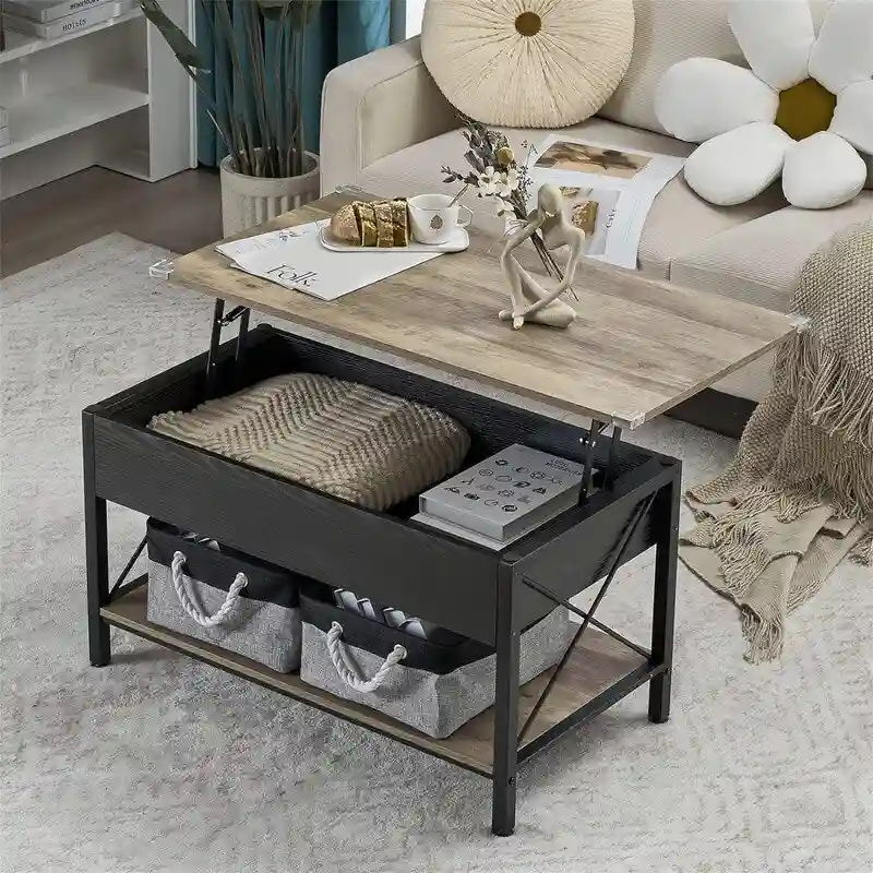 36  Lift Top Coffee Table with Free Cloth Storage Bins - 19.5 D x 36 W x 18.5 H