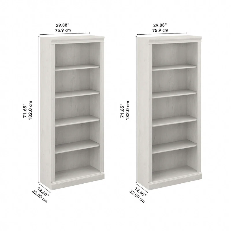Saratoga Tall 5 Shelf Bookcase - Set of 2 by Bush Furniture