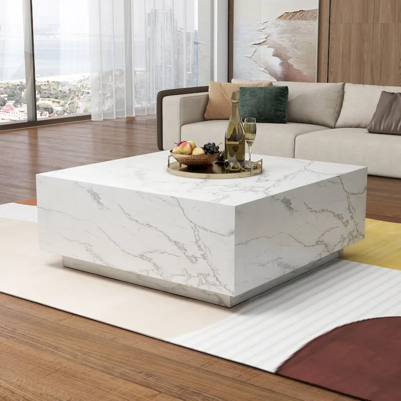 Faux Marble Square Coffee Table