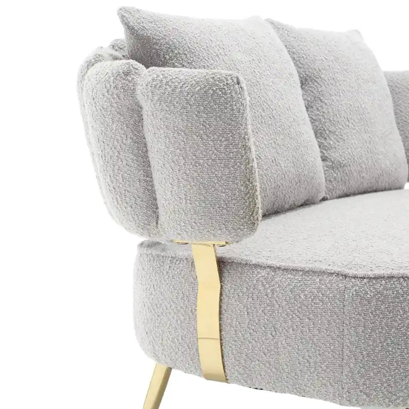 Modern Upholstered Armsofa Tufted Sofa with Metal Frame