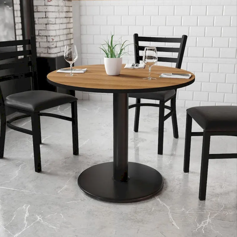 36 Round Laminate Table Top with 24 Round Table Height Base - 36W x 36D x 31.125H - 36W x 36D x 31.125H