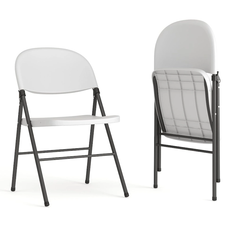 2 PK 330 lb. Capacity Plastic Folding Chair with Charcoal Frame