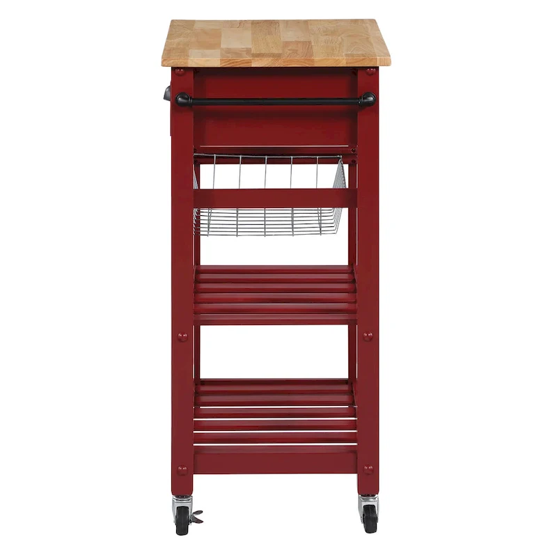 Kitchen Cart with Wood Top - Natural Wood, Rolling Design, Single User