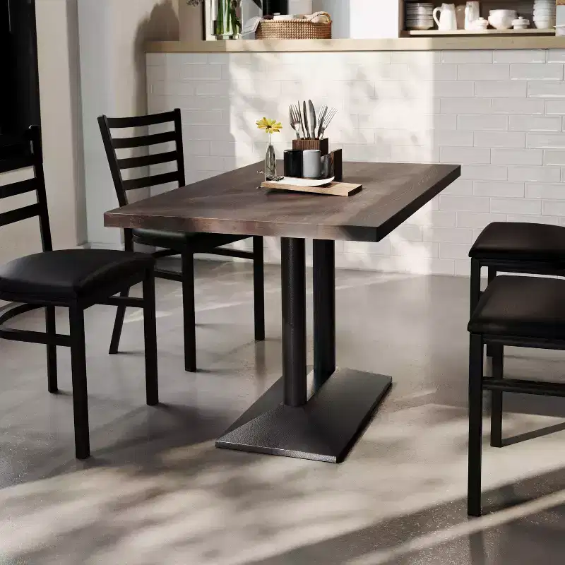 Flash Furniture Bennett Rectangular Solid Wood Indoor Tabletop with 27 x 15 Double Column Dining Height Table Base