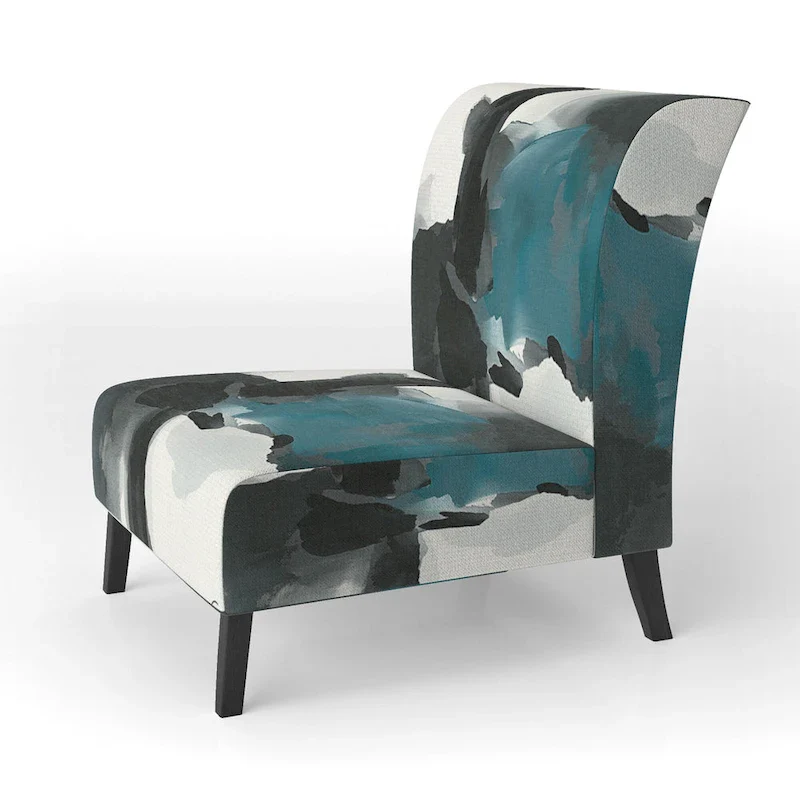 Geometric Black And Teal IV Upholstered Accent Chair
