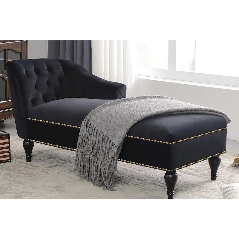 [New+Video] 58 Velvet Chaise Lounge - 26.50 x 58.00 x 28.60