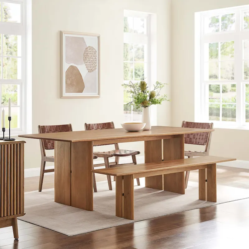 Amistad 86 Wood Dining Table and Bench Set