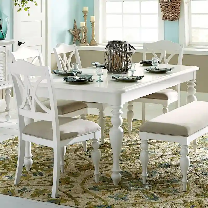 Summer House Oyster White Rectangular Leg Table