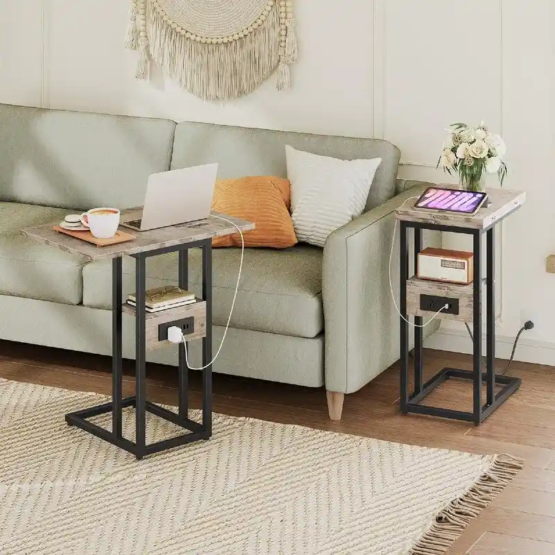 Foldable End Table - 15.4D x 10.2W x 25.2H